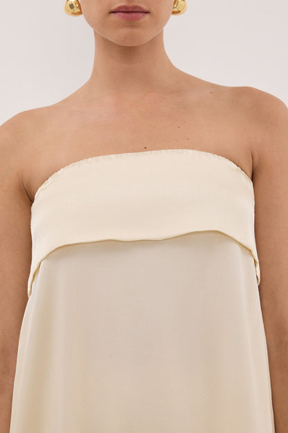 SANDER CREAM STRAPLESS SATIN TOP