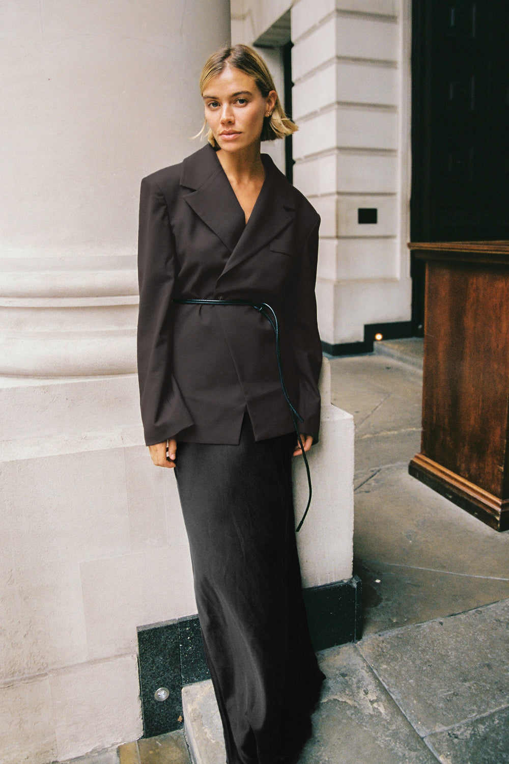 CHARLI BLACK SATIN MAXI SKIRT