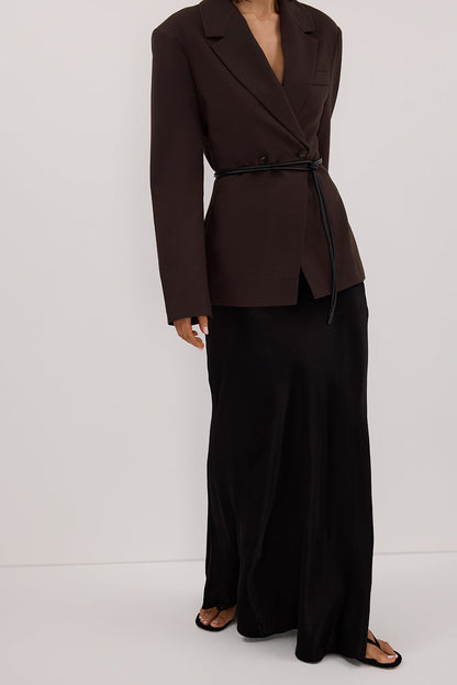 CHARLI BLACK SATIN MAXI SKIRT