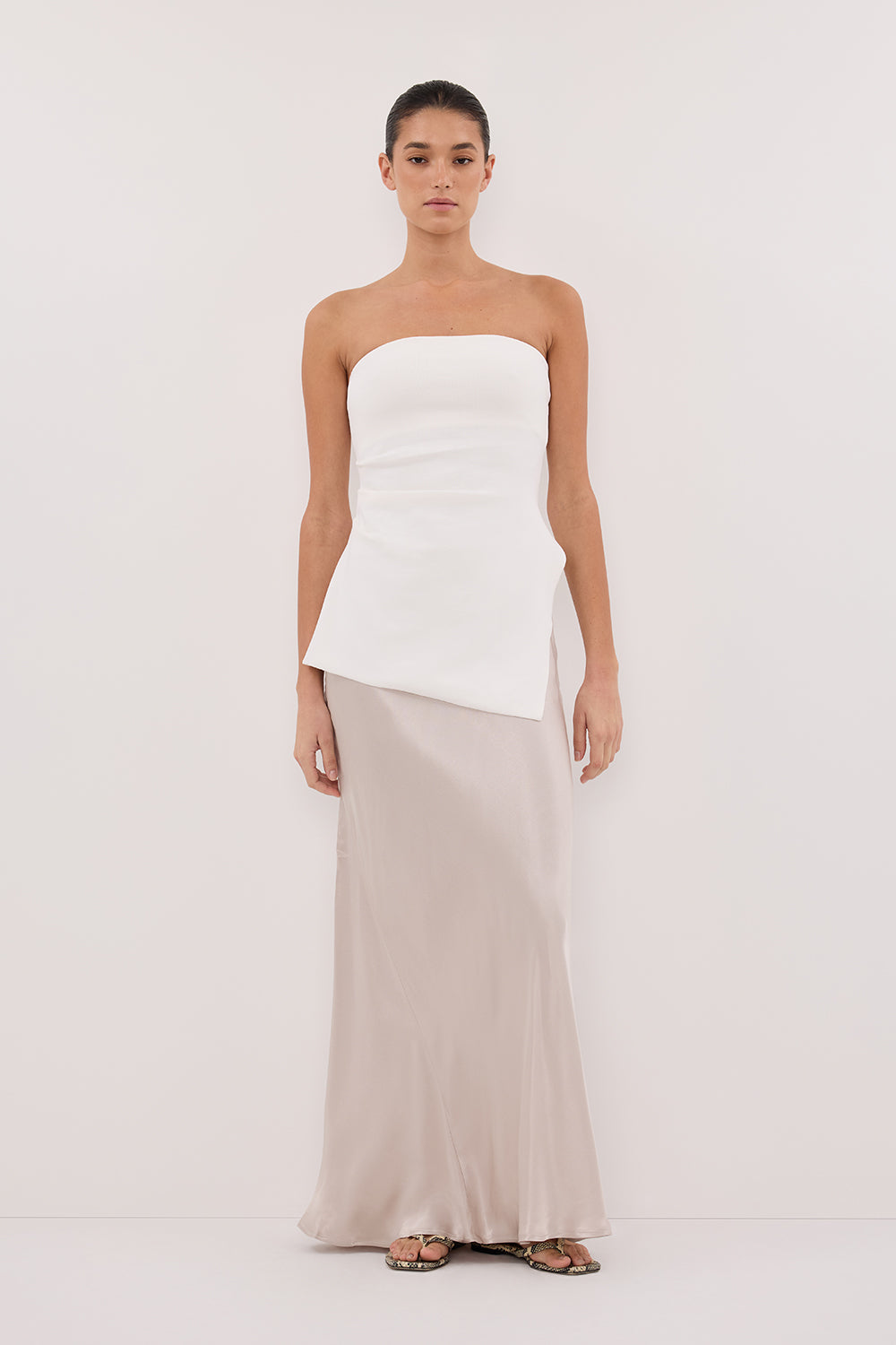 CHARLI CHALK SATIN MAXI SKIRT