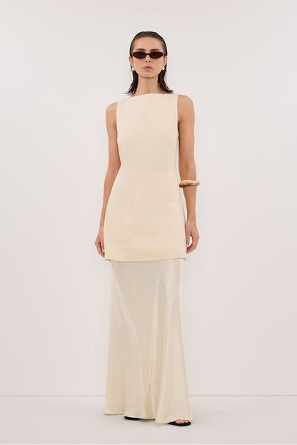 CHARLI STRAW SATIN MAXI SKIRT