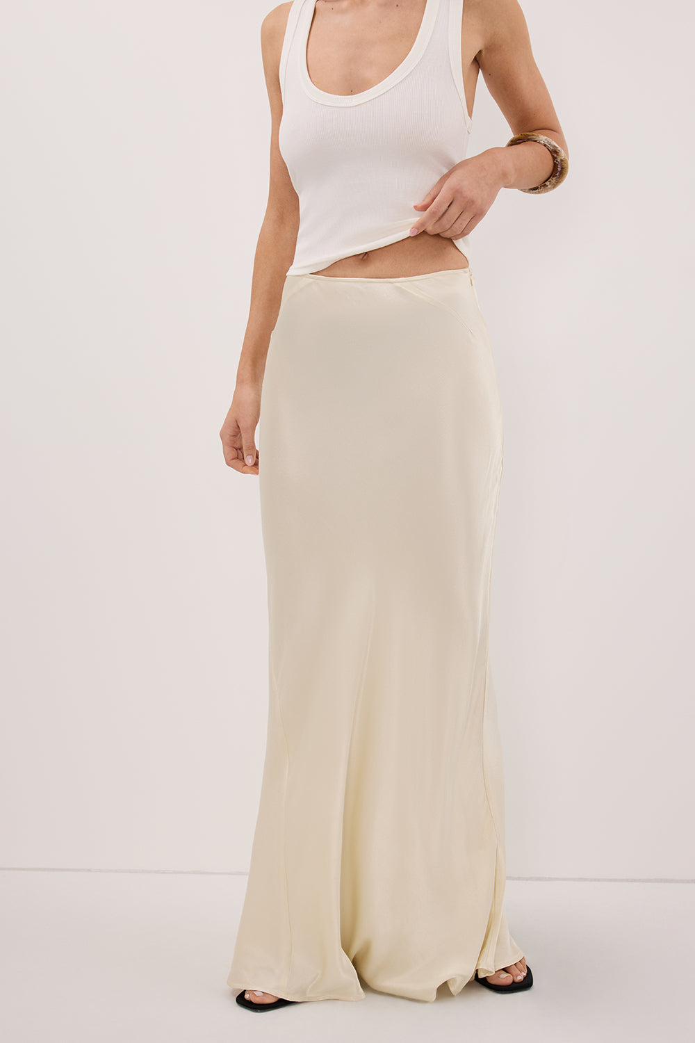 CHARLI STRAW SATIN MAXI SKIRT
