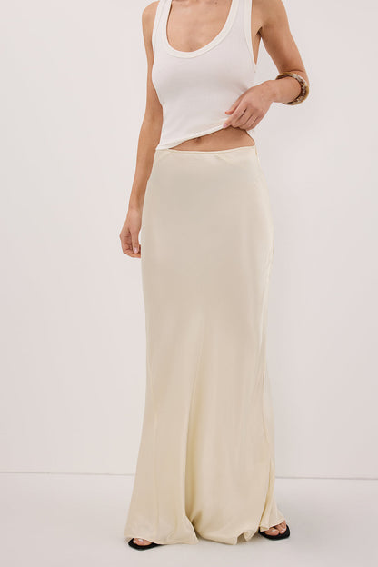 CHARLI STRAW SATIN MAXI SKIRT