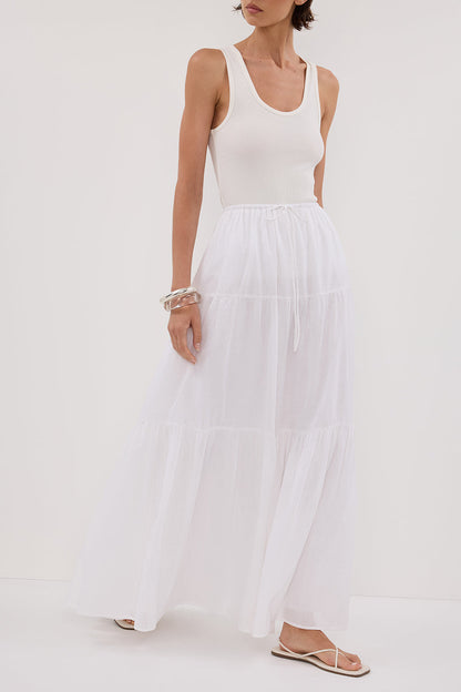 FLETCHER WHITE TIERED MAXI SKIRT