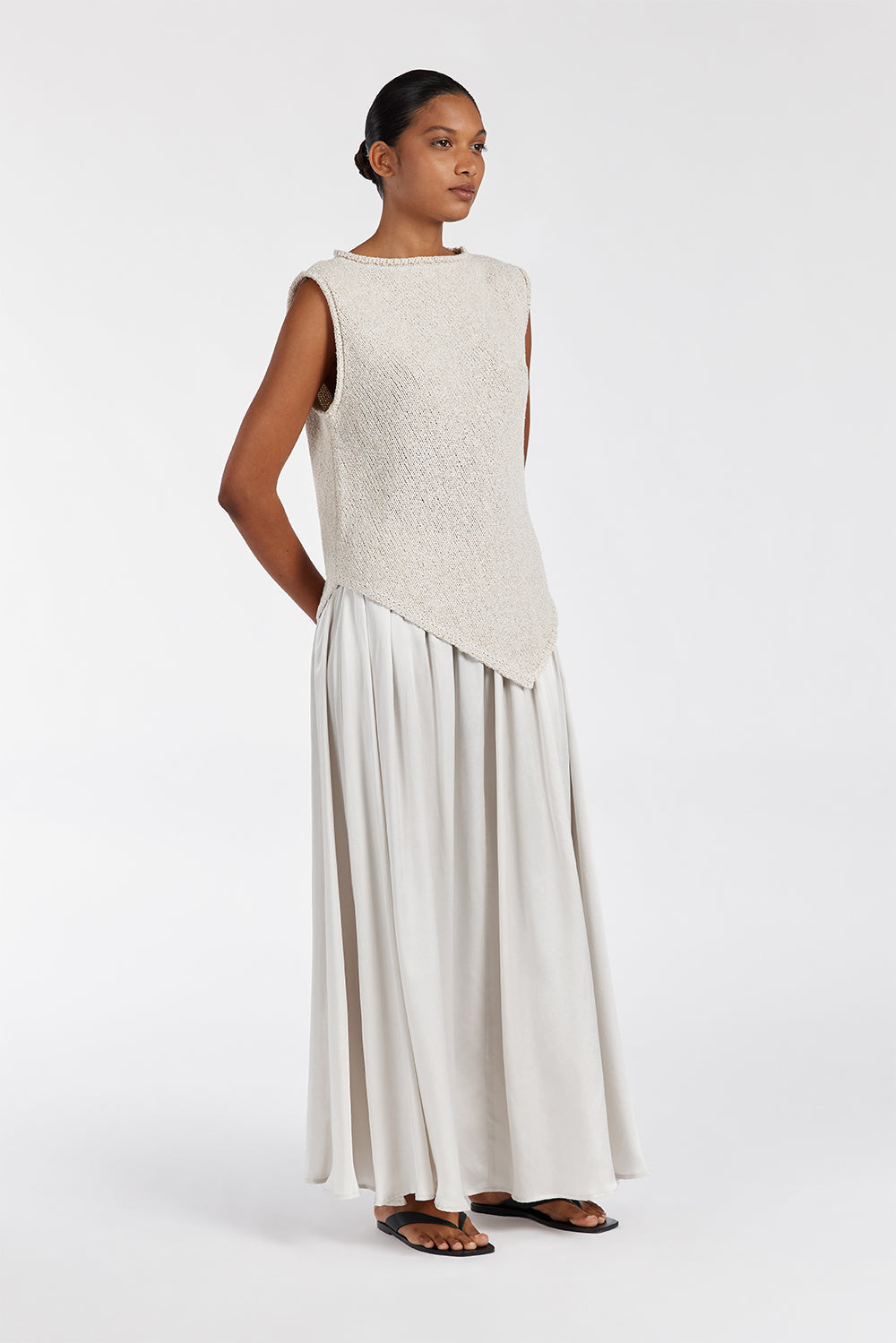 COLLINS CHALK SILK SKIRT