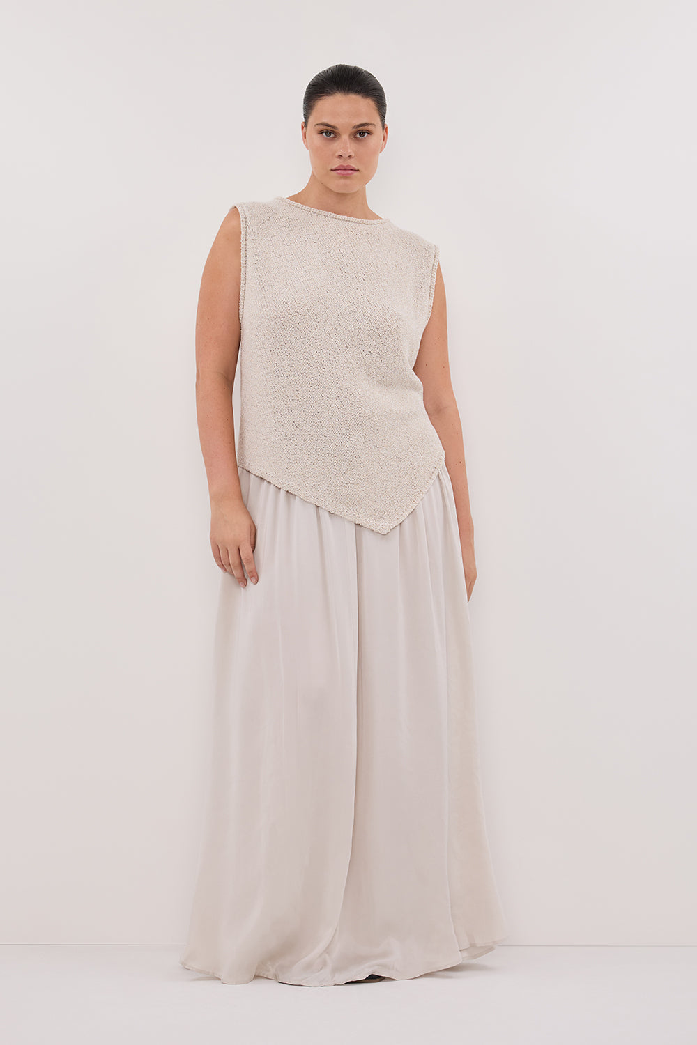 COLLINS CHALK SILK SKIRT