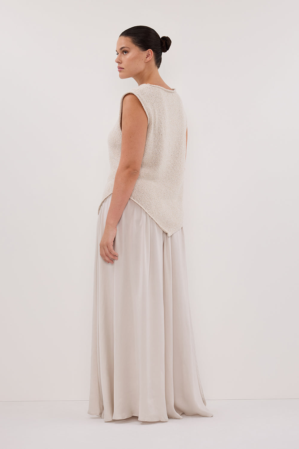 COLLINS CHALK SILK SKIRT