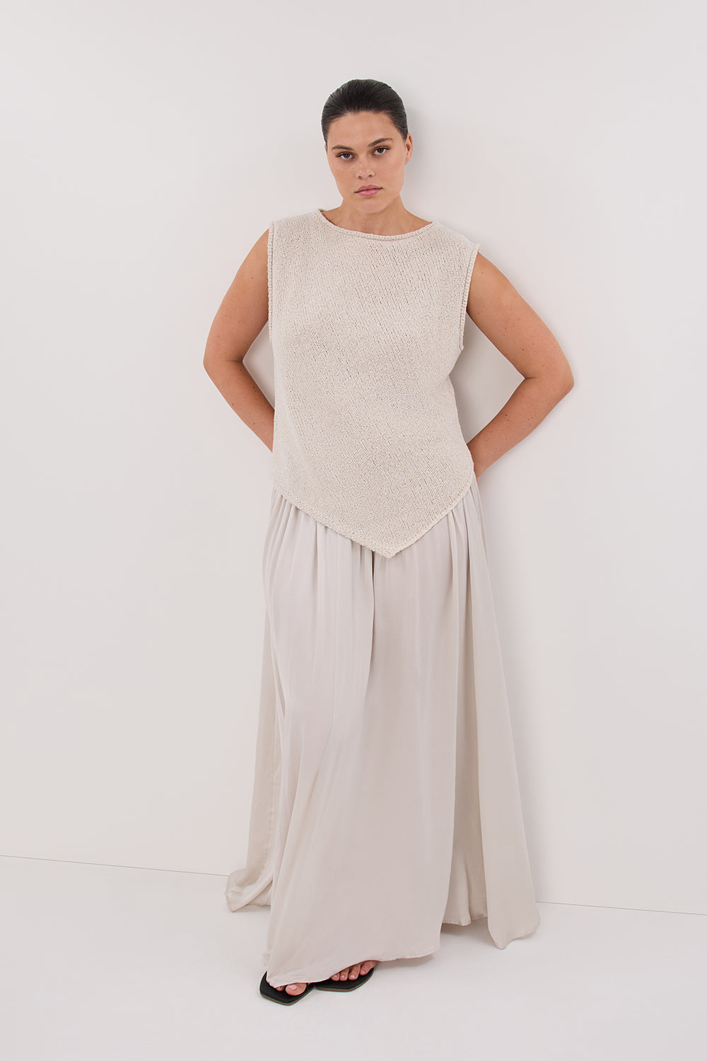 COLLINS CHALK SILK SKIRT