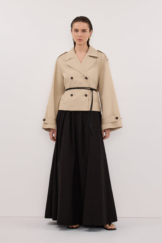 CONAGH BLACK POPLIN MIDI SKIRT