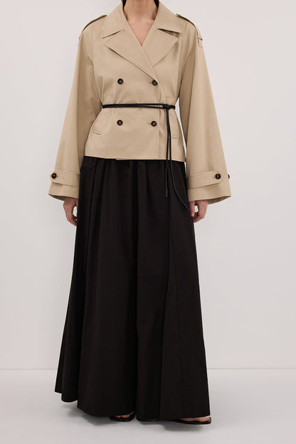 CONAGH BLACK POPLIN MIDI SKIRT