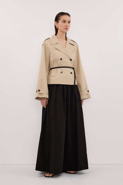 CONAGH BLACK POPLIN MIDI SKIRT