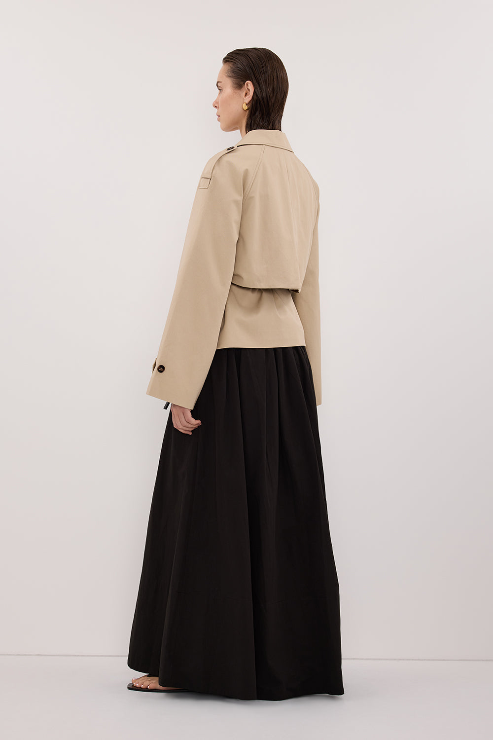 CONAGH BLACK POPLIN MIDI SKIRT