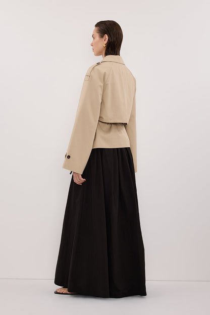 CONAGH BLACK POPLIN MIDI SKIRT