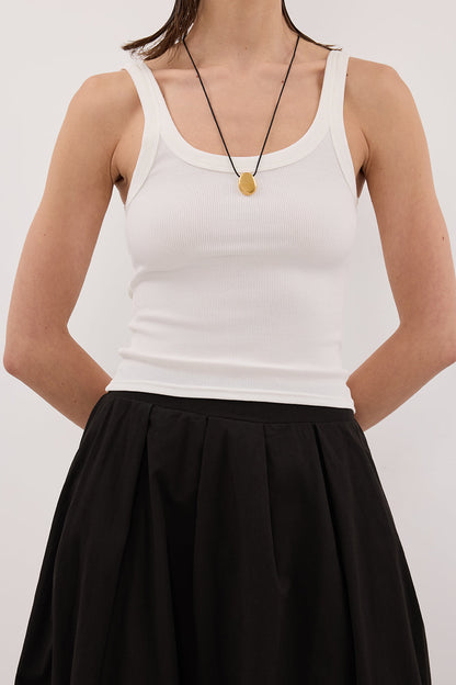 CONAGH BLACK POPLIN MIDI SKIRT