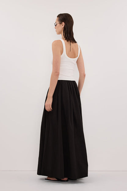 CONAGH BLACK POPLIN MIDI SKIRT