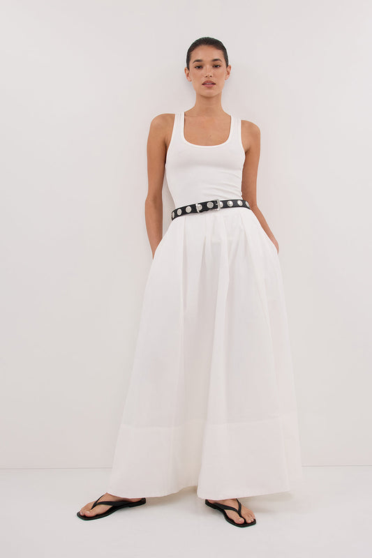 CONAGH WHITE POPLIN MIDI SKIRT