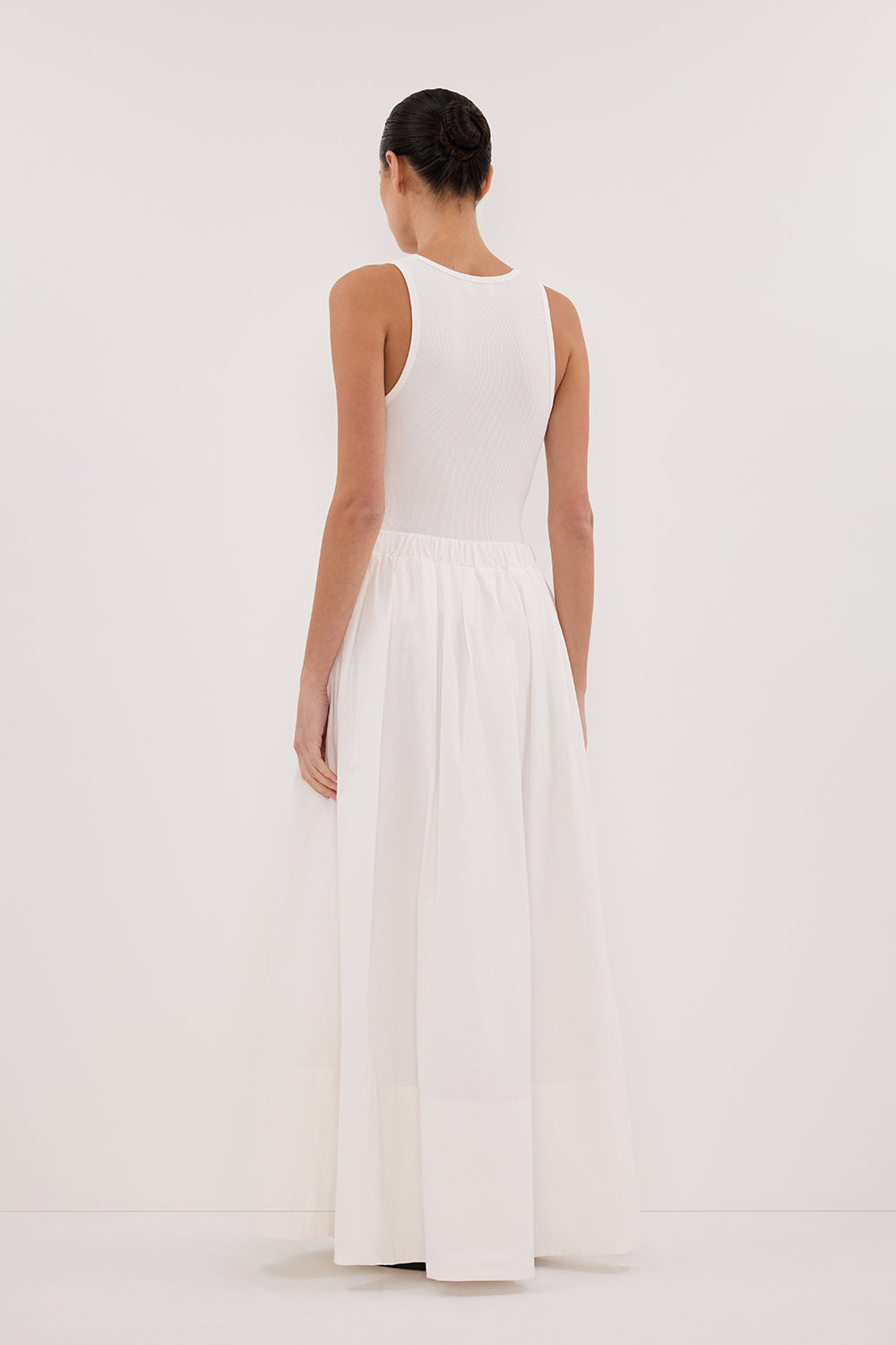 CONAGH WHITE POPLIN MIDI SKIRT