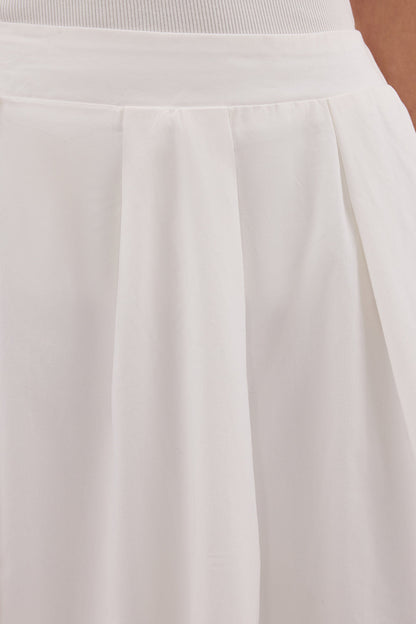 CONAGH WHITE POPLIN MIDI SKIRT