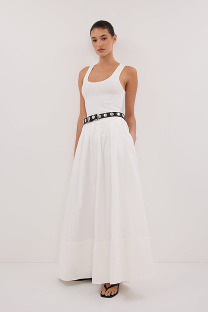 CONAGH WHITE POPLIN MIDI SKIRT