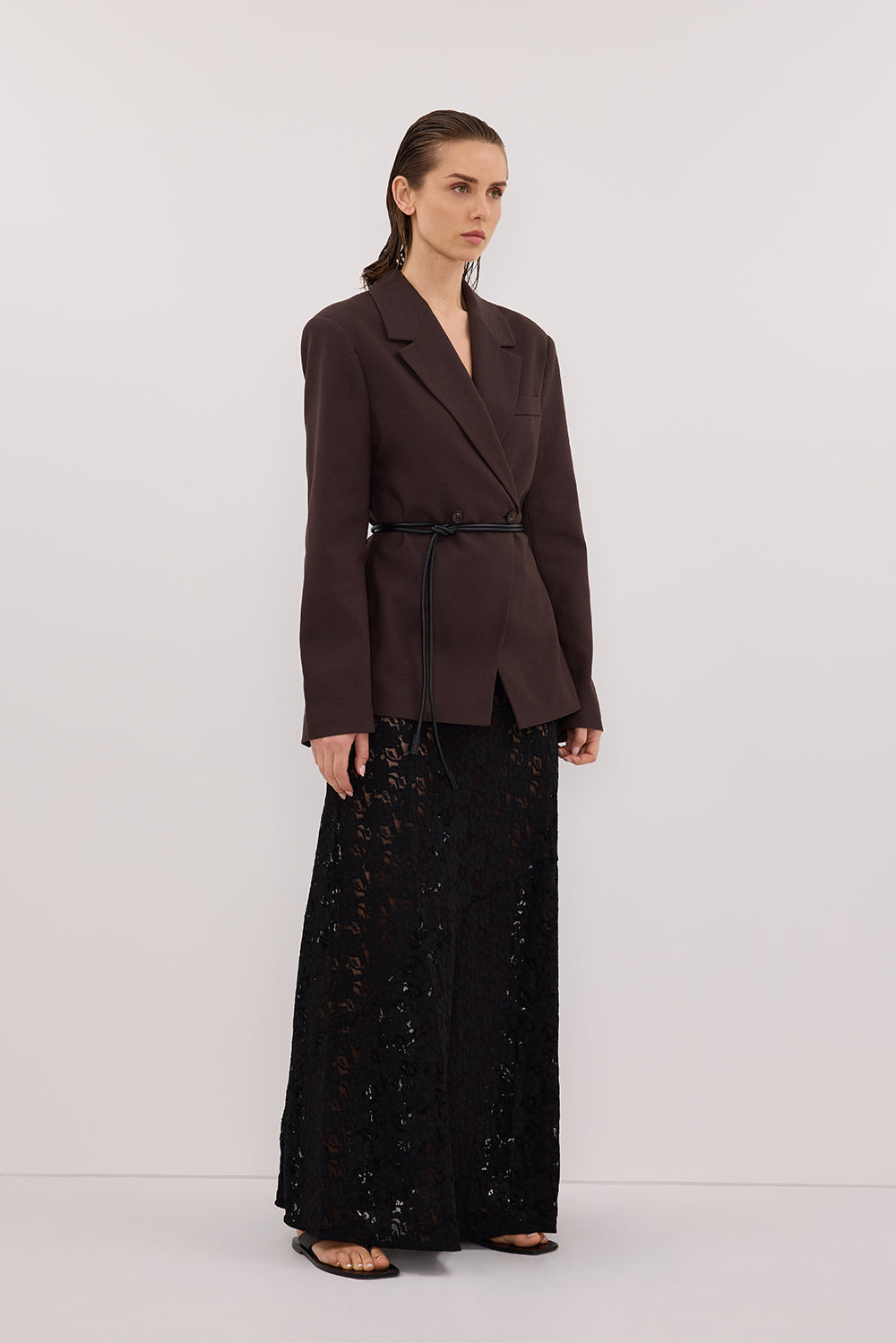 LOULA BLACK LACE MAXI SKIRT