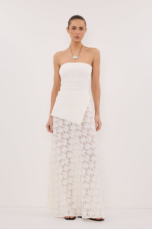 LOULA WHITE LACE MAXI SKIRT
