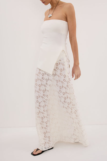 LOULA WHITE LACE MAXI SKIRT