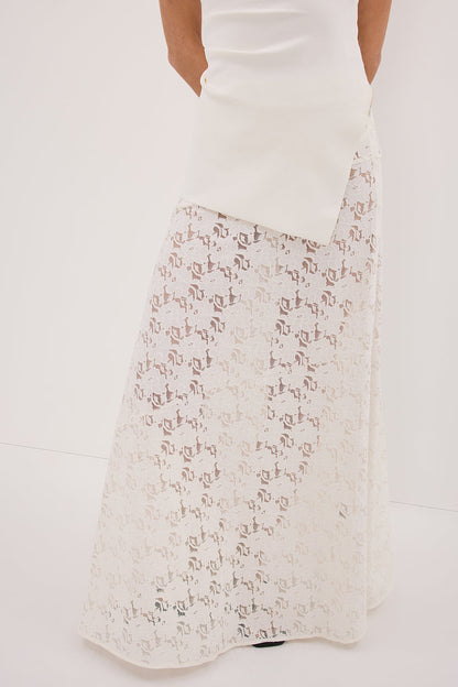 LOULA WHITE LACE MAXI SKIRT