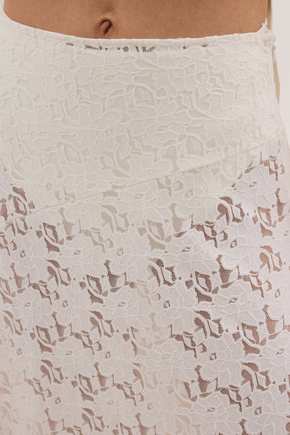 LOULA WHITE LACE MAXI SKIRT