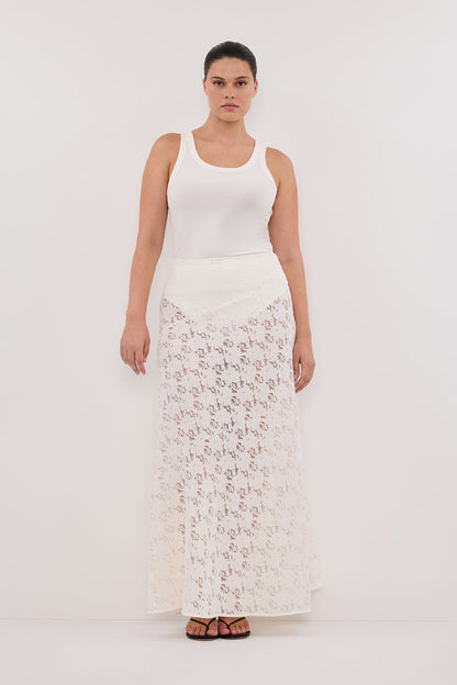 LOULA WHITE LACE MAXI SKIRT