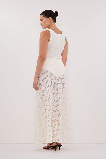 LOULA WHITE LACE MAXI SKIRT