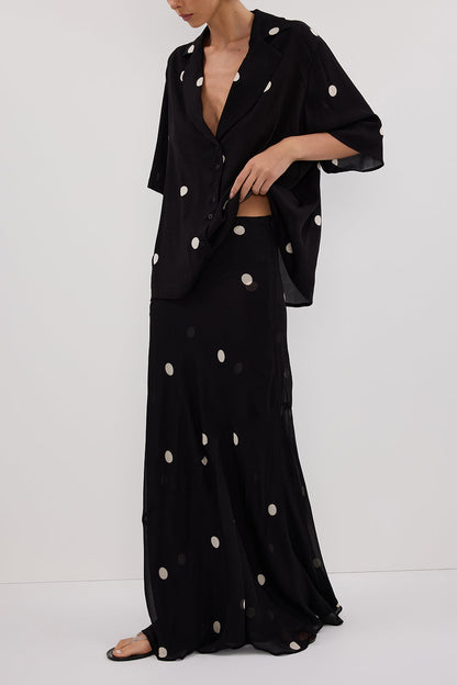 LAURA BLACK SPOT MIDI SKIRT