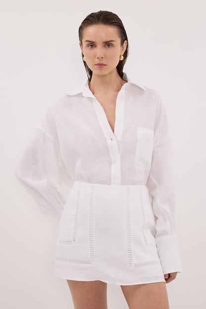 LINDSAY WHITE LINEN SKORT