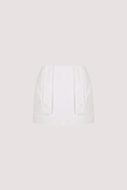 LINDSAY WHITE LINEN SKORT