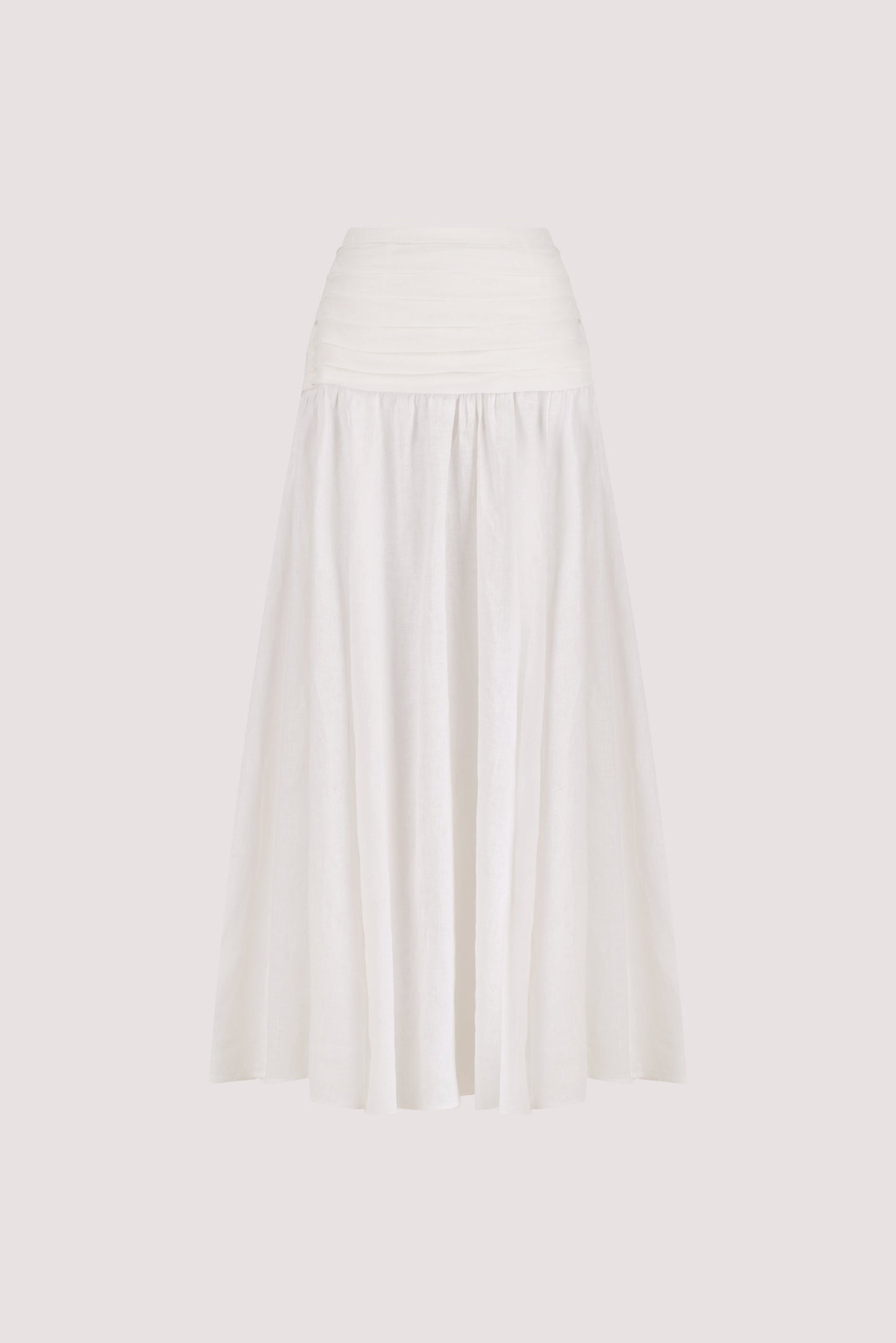 HALLIE WHITE LINEN MIDI SKIRT
