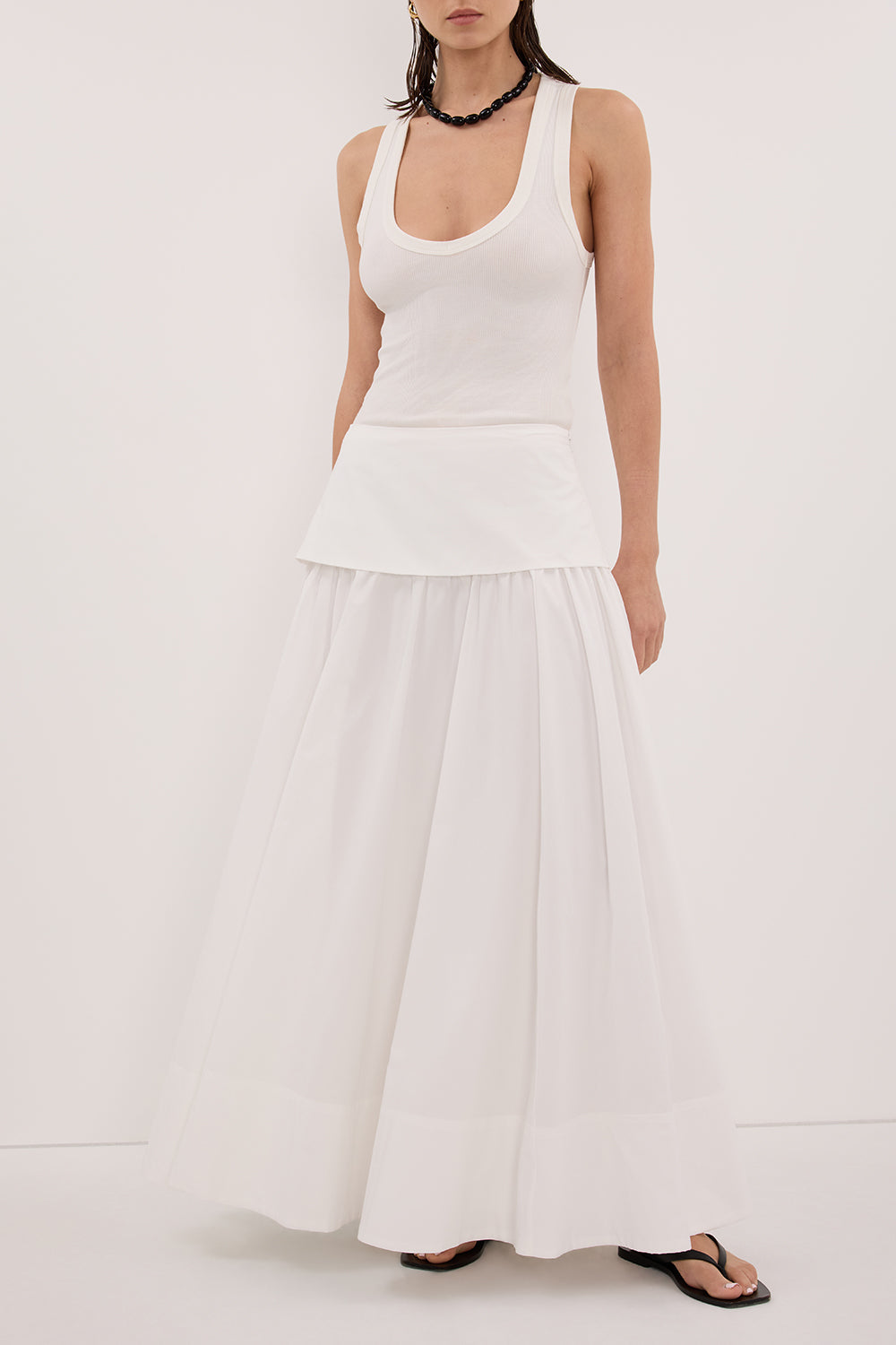 CLAIRE WHITE COTTON MIDI SKIRT