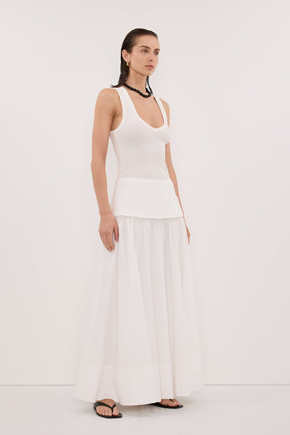 CLAIRE WHITE COTTON MIDI SKIRT