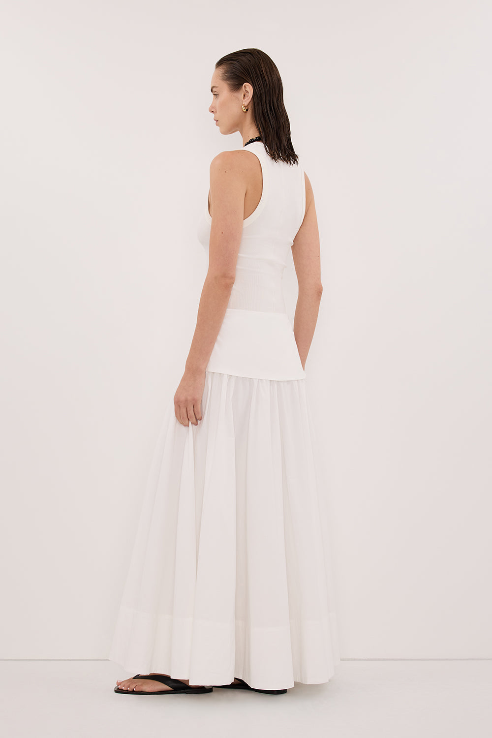 CLAIRE WHITE COTTON MIDI SKIRT