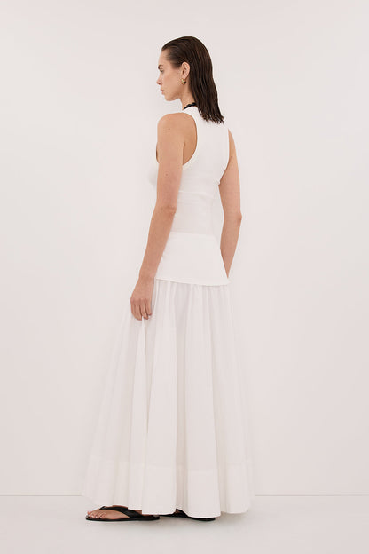 CLAIRE WHITE COTTON MIDI SKIRT