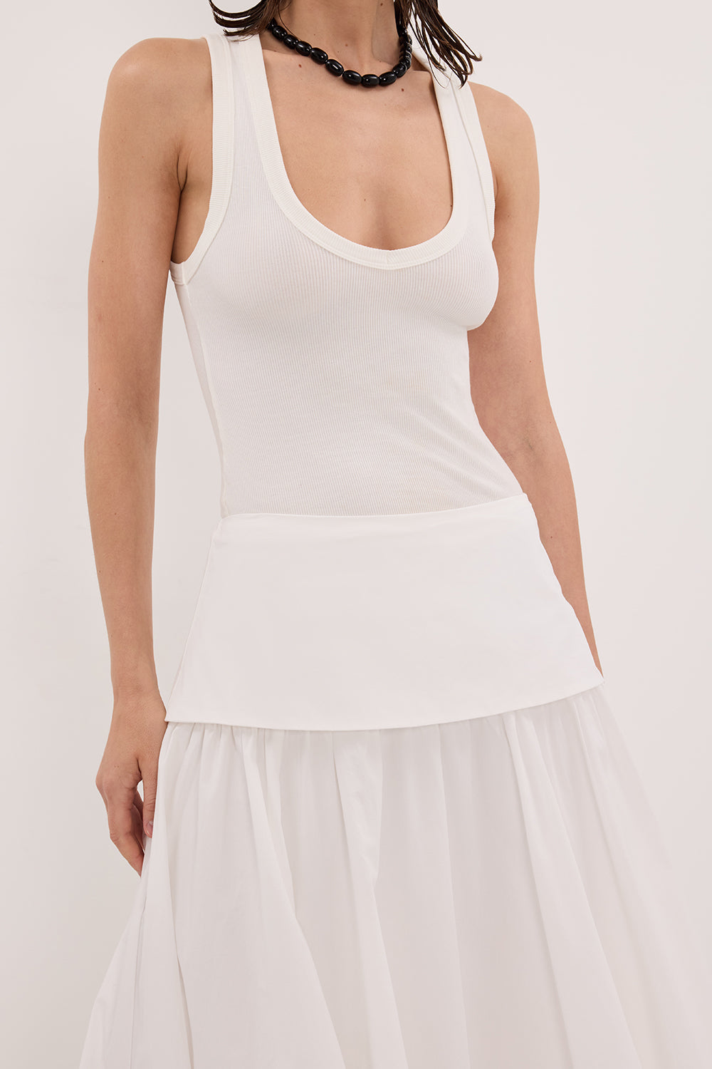 CLAIRE WHITE COTTON MIDI SKIRT