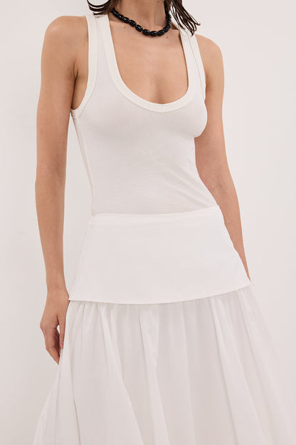 CLAIRE WHITE COTTON MIDI SKIRT