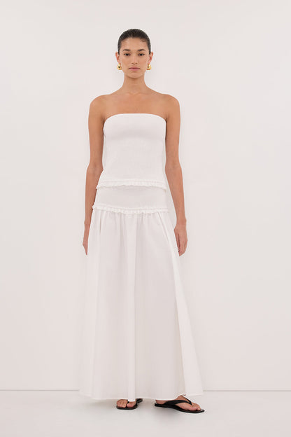 EDIE WHITE COTTON MIDI SKIRT