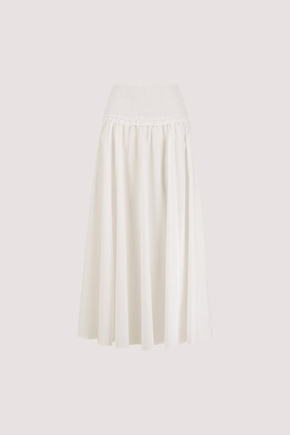 EDIE WHITE COTTON MIDI SKIRT