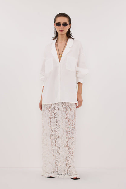 WILMA WHITE LACE MIDI SKIRT