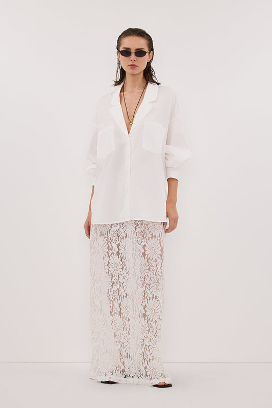 WILMA WHITE LACE MIDI SKIRT