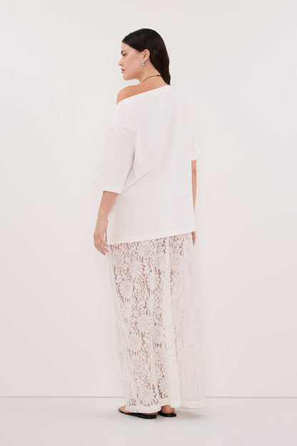 WILMA WHITE LACE MIDI SKIRT