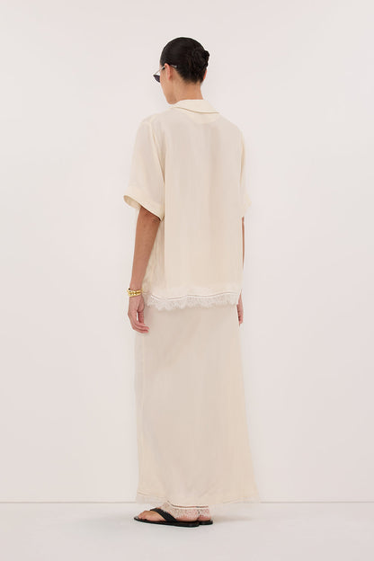 ANDREA SANDSTONE CUPRO LACE MIDI SKIRT