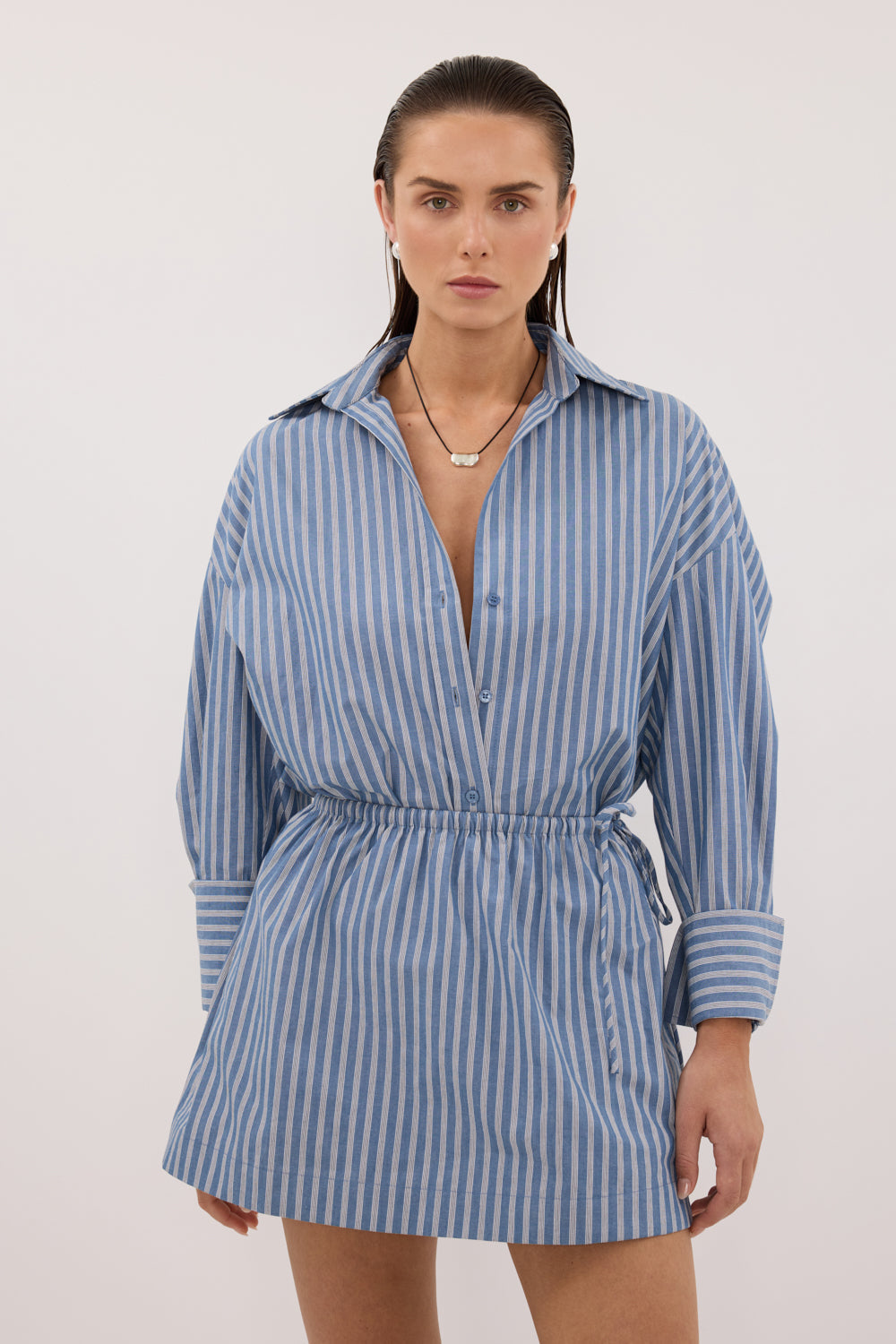 GRACIE BLUE STRIPE MINI SKIRT 