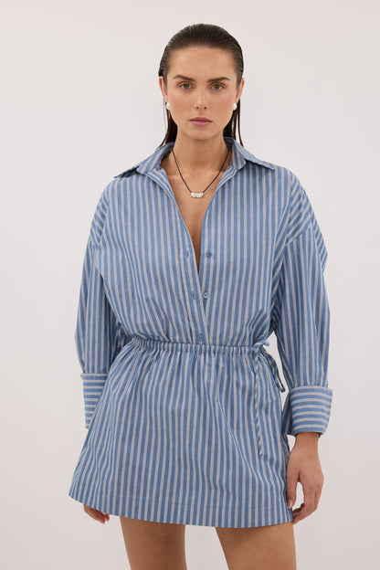 GRACIE BLUE STRIPE MINI SKIRT 