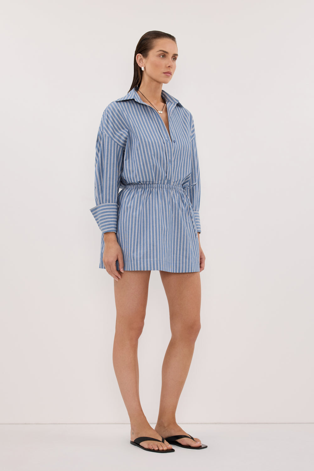 GRACIE BLUE STRIPE MINI SKIRT 