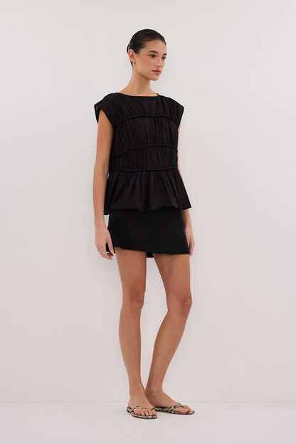 EVA BLACK LINEN SKORT